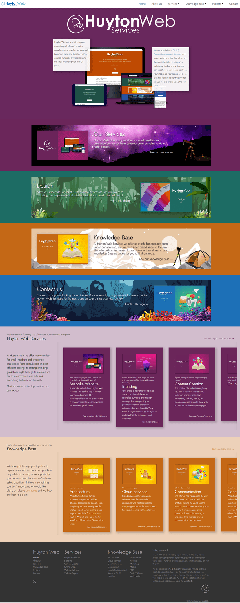Full screen of Huyton Web Services website homepage