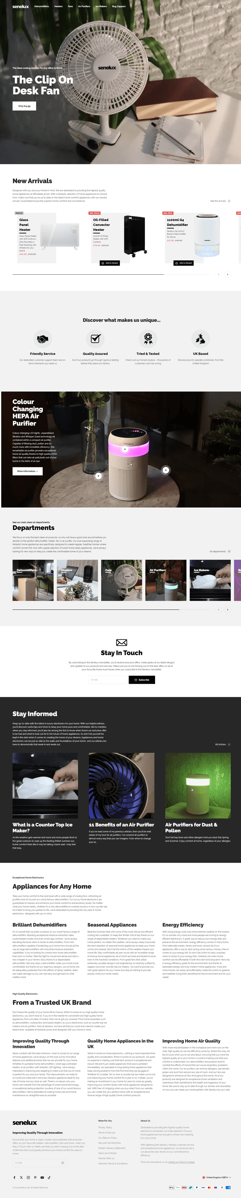 Full screen of the Senelux website homepage