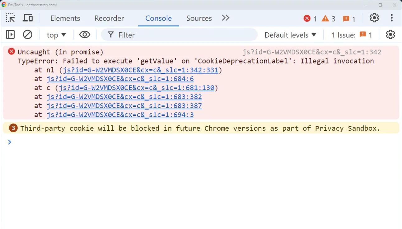 Showing information on Chrome Uncaught (in promise) error