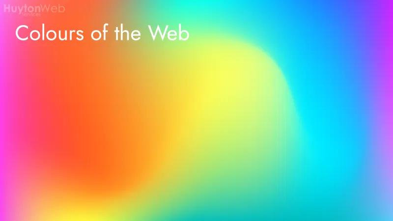 Lots of different colours with the Huyton Web Services logo at the bottom left and the icon as a watermark