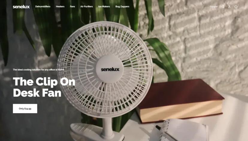 Full screen of the Senelux website homepage